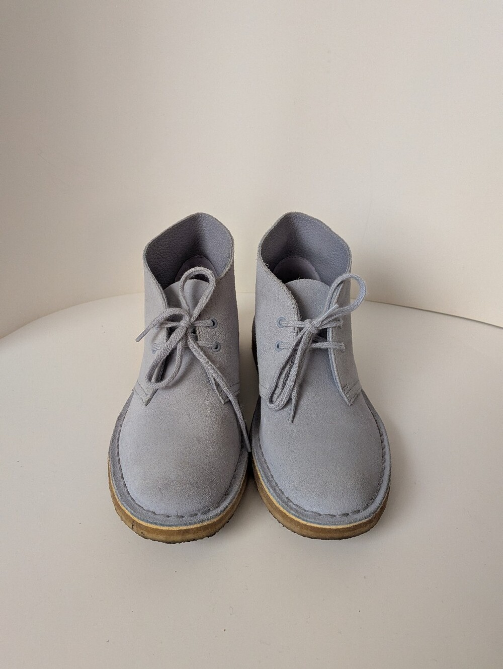 Clarks Suede Lace-Up Ankle Boots in Light Grey